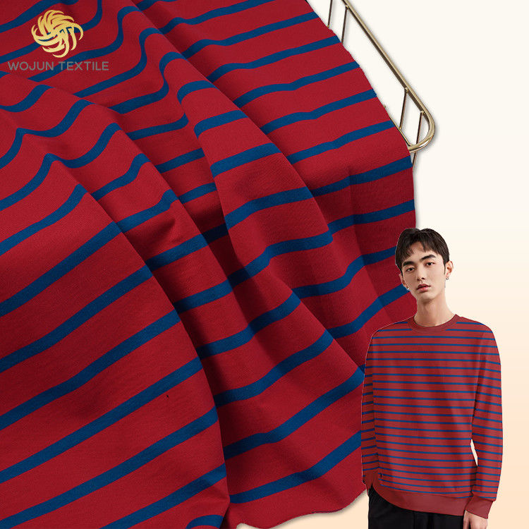 Französische Breiten-reine Baumwolle Terry Blue And Red Stripe-Gewebe-200cm für Hoodie