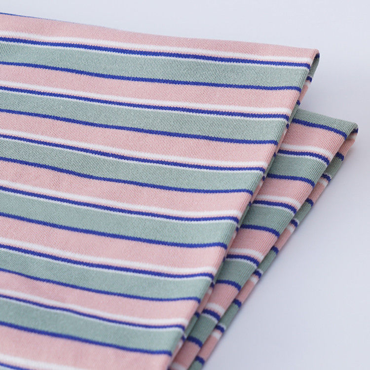100% Baumwolle Doppelstrickgewebe, weiche Streifenstrickgewebe für langärmelige Kleidung