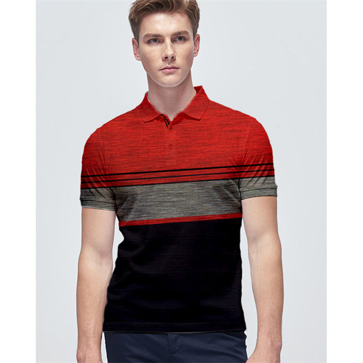 Schweißabsorbierendes, knackiges und stilvolles gestreiftes Strickgewebe für ein Polo-Shirt.
