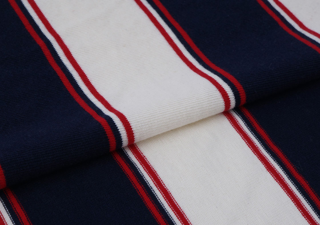 Atmungsaktive, knackige und komfortable, hautfreundliche gestreifte Strickstoffe für Polohemden