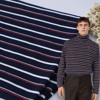 Weiches Doppelstrickgewebe gestreiftes, atmungsaktives, gewaschenes Baumwollmaterial für Pyjamas
