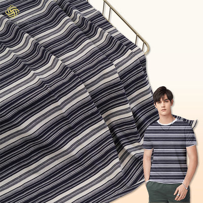 Weich und Mode gestreifte 100% Baumwolle glatte Single Jersey Stoff für T-Shirt