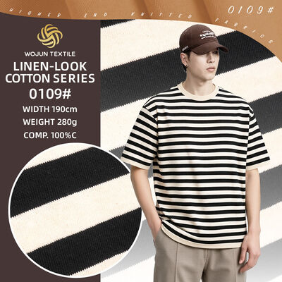 Ein guter Preis. Dry-Touch-Serie: 100% Baumwolle, Leinen-Optik, gestrickter Stoff mit Streifen Online