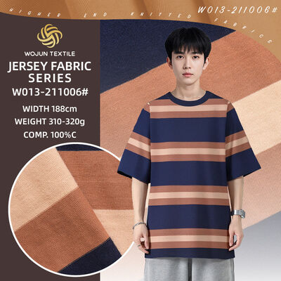 188cm 100% Baumwolle, knitterarm und atmungsaktiv, hochwertiger, farbechter, gestreifter Stoff für T-Shirts