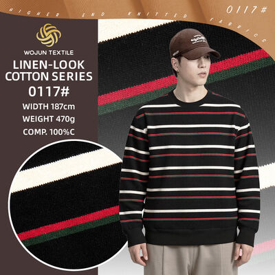 Ein guter Preis. 470g Schwergewicht gesund 100% Baumwolle Strukturiertes gestreiftes Baumwollgewebe für den Freizeitgebrauch Online