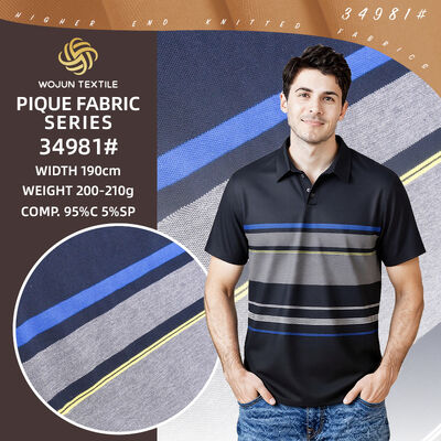 Ein guter Preis. 95/5 gestreiftes Baumwoll-Pike-Gewebe: 185 cm breite Strecke für Luxus-Polos Online