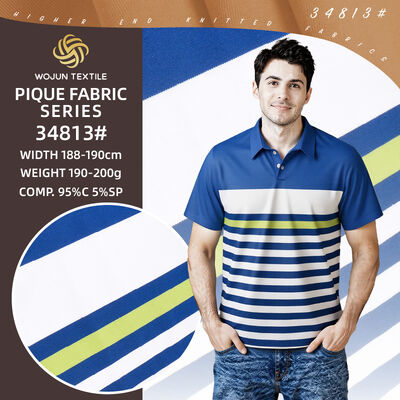 Ein guter Preis. 95/5 gestreiftes Baumwoll-Pike-Gewebe: 185 cm breite Strecke für Luxus-Polos Online
