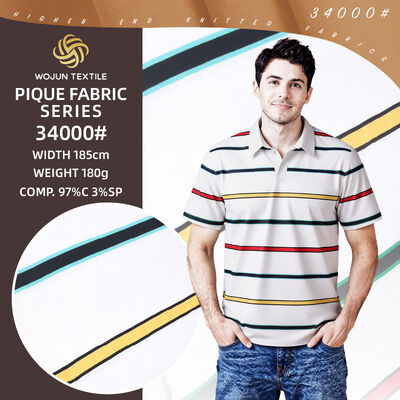 Ein guter Preis. 190cm gestreiftes Baumwoll-Piqué-Gewebe: Garngefärbter Stretch für moderne Polos Online