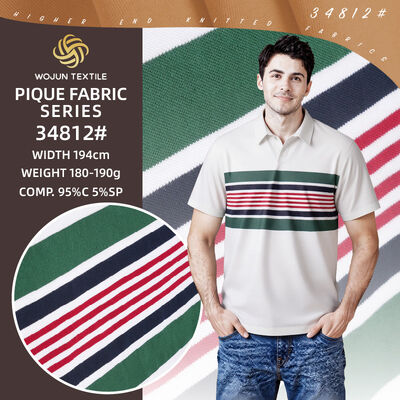 Ein guter Preis. Premium gestreifter Baumwoll-Pike-Textil: Die 95% Baumwolle 5% Spandex-Lösung für kundenspezifische Polo Online